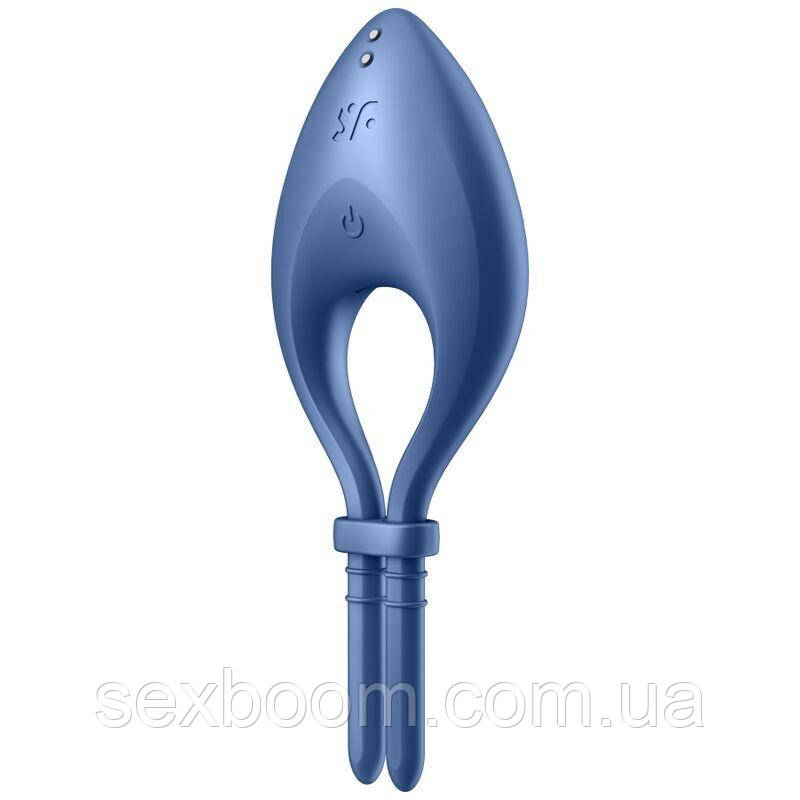 Ерекційне смарт віброКільце песо з регулюванням розміру Satisfyer Bullseye Blue
