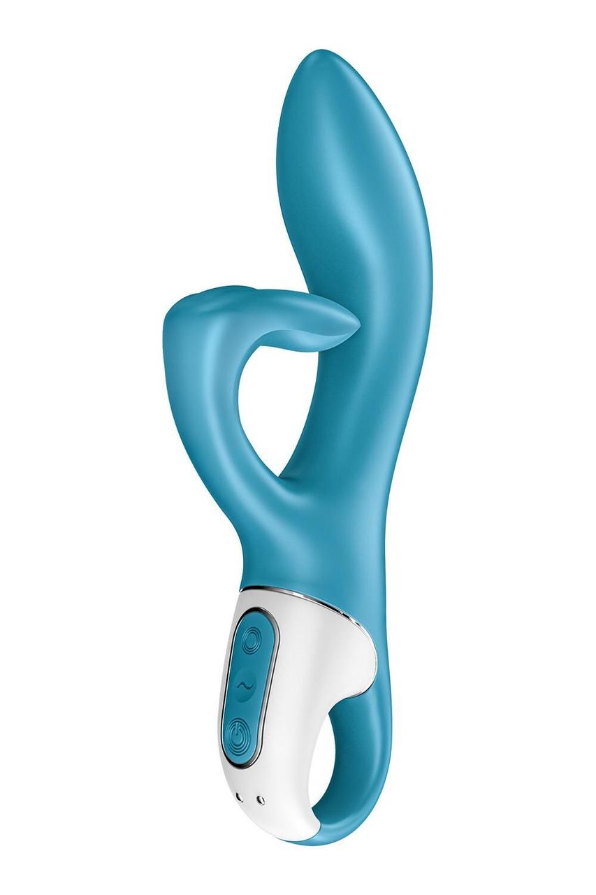 Вібратор кролик із потрійним відростком Satisfyer Embrace me Turquoise, 2 мотори, діаметр 3,6 см