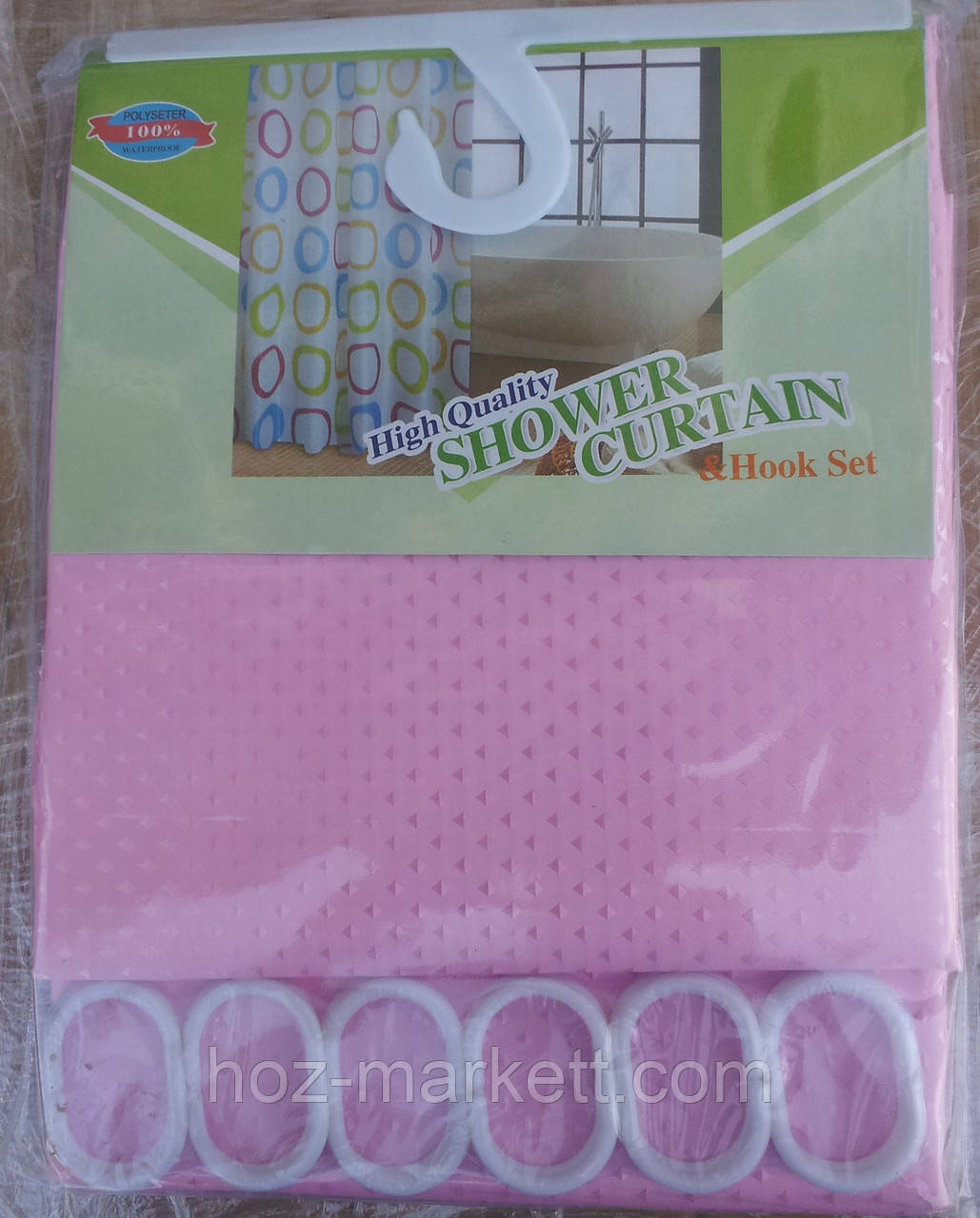 Шторка для ванної однотонна рожева, фото 1