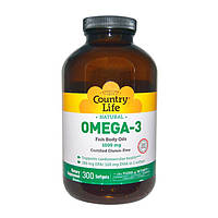 Вітаміни Omega-3 (Омега-3 риб'ячий жир) 1000 мг 300 капсул ТМ Кантрі Лайф / Country Life