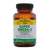 Вітаміни Super Omega-3 (Омега-3 концентрований риб'ячий жир) 60 капсул ТМ Кантрі Лайф / Country Life