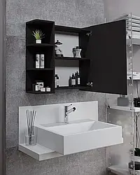 Навісна тумба з полицями та дзеркалом, шафа у ванну Opendoors Венге Темний