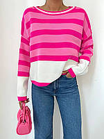 Новинка женский свитер свитшот малиновый полосатый удлинённый свободный Турция яркий стильный