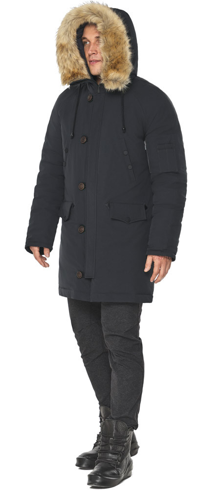 Куртка тепла чоловіча графітового кольору на зиму модель 41255 52 (XL)