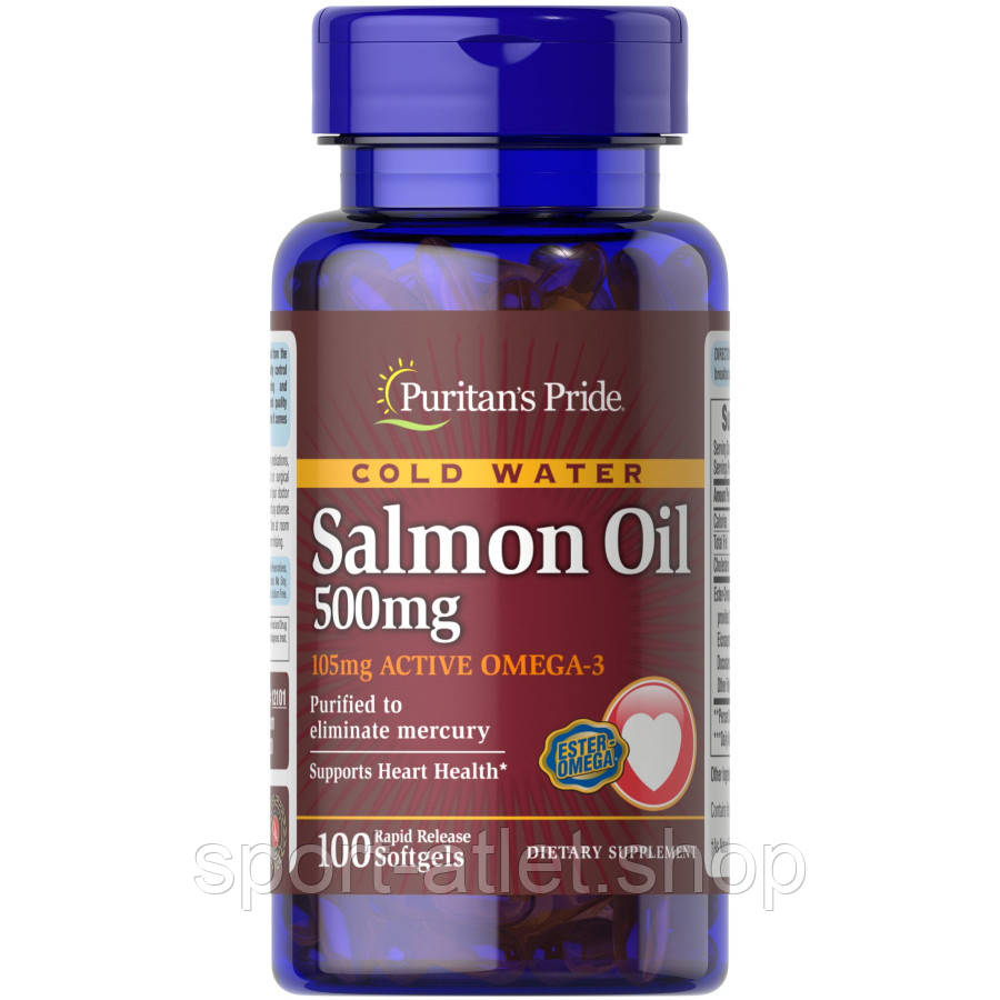 Жирні кислоти Puritan's Pride Salmon Oil 500 mg, 100 капсул