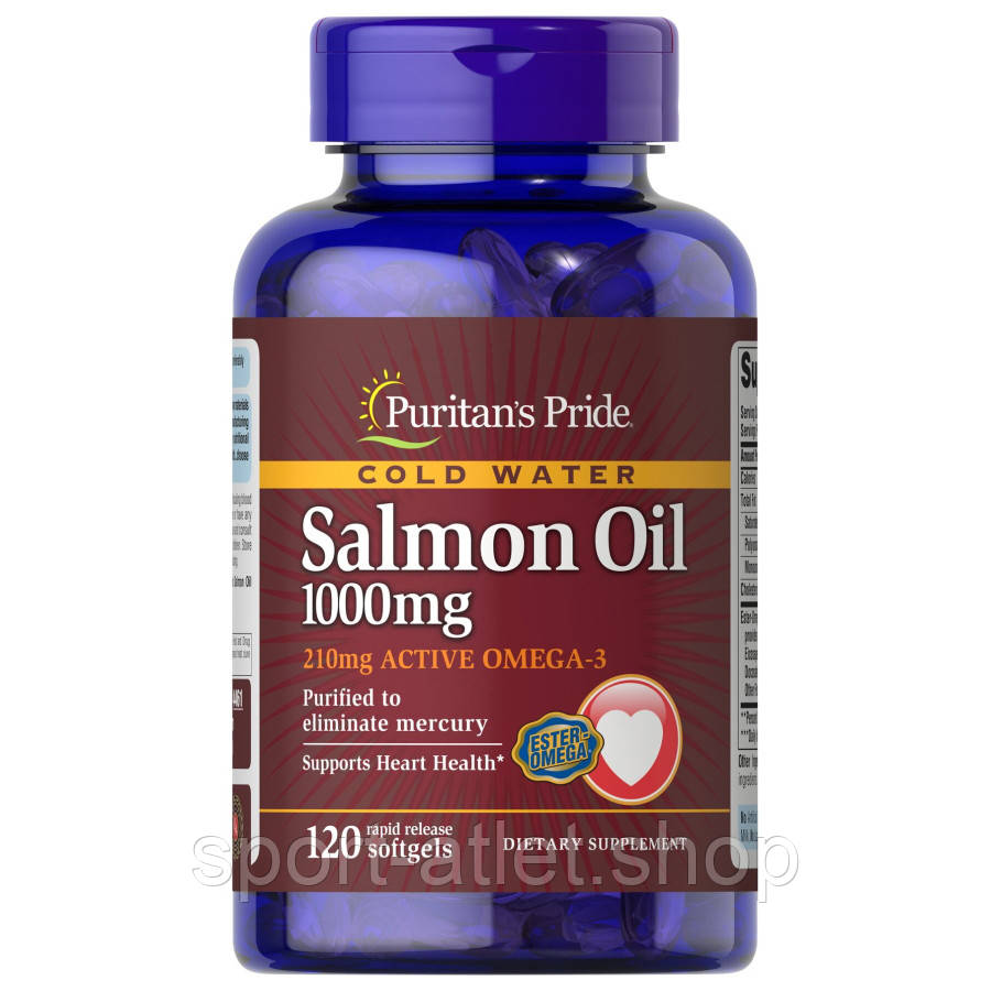 Жирні кислоти Puritan's Pride Salmon Oil 1000 mg, 120 капсул, фото 1