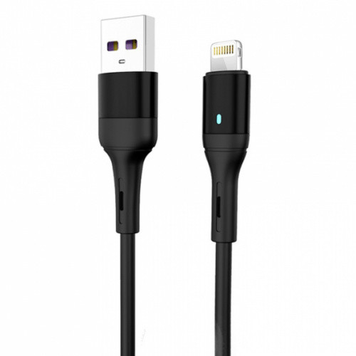 Кабель SkyDolphin S06L LED Smart Power USB - Lightning 3A/1m (Чорний)