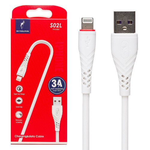 Кабель SkyDolphin S02L Fast Charging USB - Lightning 3A/1m (Білий)