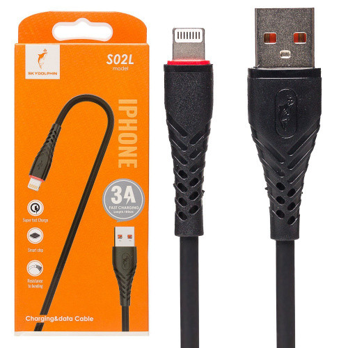 Кабель SkyDolphin S02L Fast Charging USB - Lightning 3A/1m (Чорний)