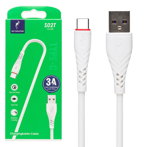 Кабель SkyDolphin S02T Fast Charging USB - Type-C 3A/1m (Білий)