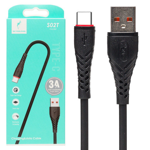 Кабель SkyDolphin S02T Fast Charging USB - Type-C 3A/1m (Чорний)