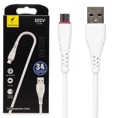Кабель SkyDolphin S02V Fast Charging USB - MicroUSB 3A/1m (Білий)