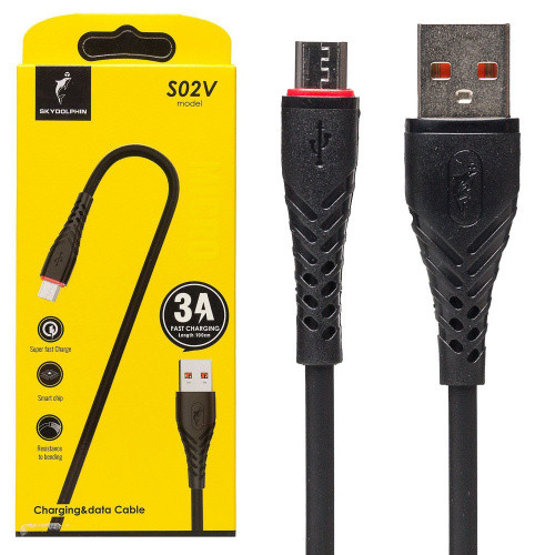 Кабель SkyDolphin S02V Fast Charging USB - MicroUSB 3A/1m (Чорний)