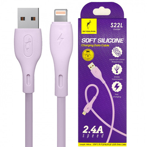 Кабель SkyDolphin S22L Soft Silicone USB - Lightning 2.4A/1m (Фіолетовий)