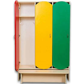 Шафа дитяча для роздягальні 3-х місна з лавою