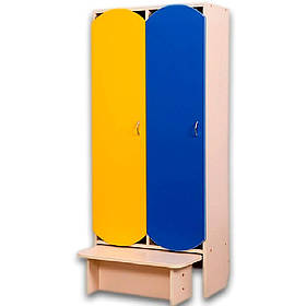 Шафа дитяча 2- місна  для роздягальні з лавою