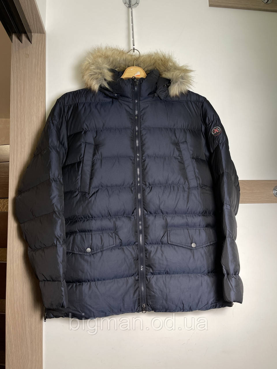 Чоловіча синя зимова куртка з капюшоном Olser 6-10XL батал Туреччина великі розміри