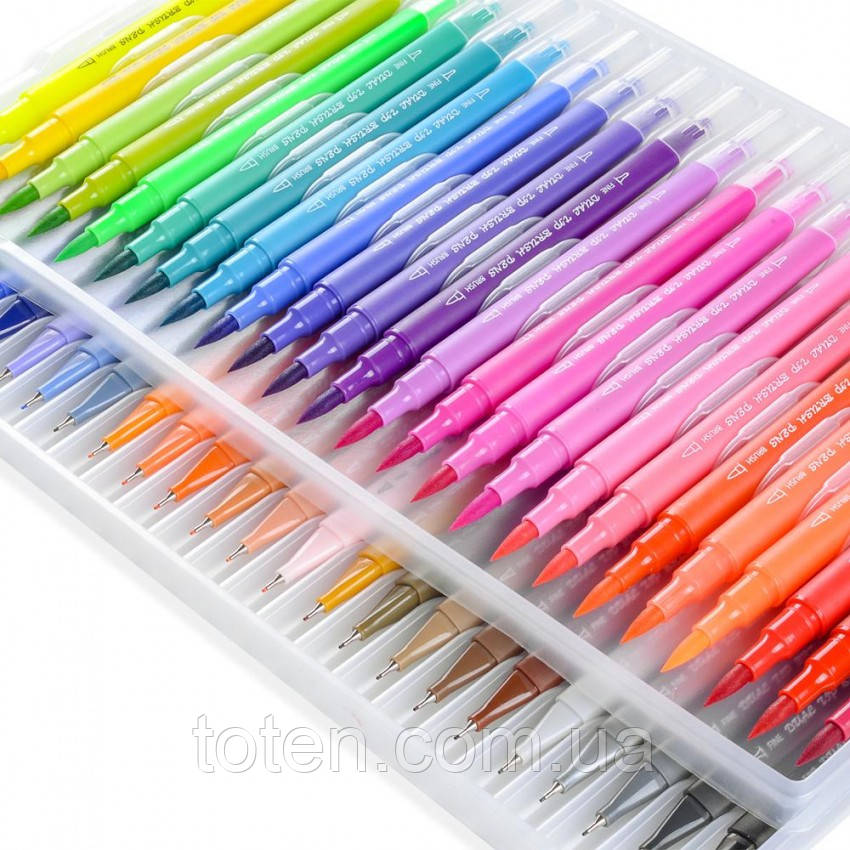 Набор акварельных маркеров для рисования и скетчинга Brush Markers Pens на водной основе 72 цвета топ - фото 4 - id-p1694183363