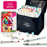 Набор скетч маркеров двусторонних спиртовых Touch Multicolor 40 цветов + Альбом для скетчинга А5 20 листов топ