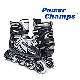 Роликові ковзани розсувні дитячі Power Champs Black Чорний (розмір 29-33), фото 7
