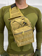 Нагрудная сумка койот, сумка через плечо койот, нагрудная мужская сумка, Cordura 1000D