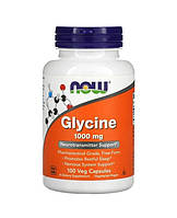 Глицин для взрослых в вегетарианских капсулах, Glycine, Now Foods, 100 капсул, 1000 мг