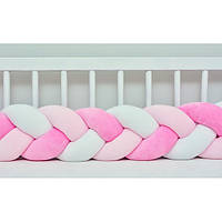 Бортик у ліжечко Косичка Колір білий/рожевий/ персиковий 360 см (по всьому периметру ліжечка)