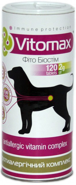 Vitomax Противоаллергенный комплекс витамин для собак 120таб(240г) - фото 1 - id-p1694203974