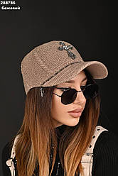 Кепка з хрестом в'язана (пудра, моко)