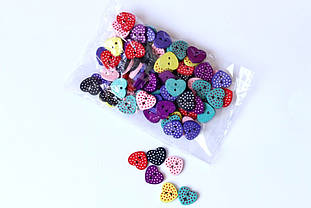 Гудзик Сердечко в крапку 15*13мм (упаковка 100шт.)