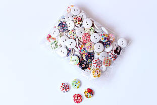 Гудзик круглий 15мм в квіточку (упаковка 100шт.)