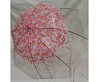 Зонтик трость грибком прозрачный Love Rain полуавтомат 84 см Цветы Розовый