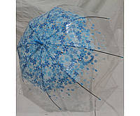 Зонтик трость грибком прозрачный Love Rain полуавтомат 84 см Цветы Голубой