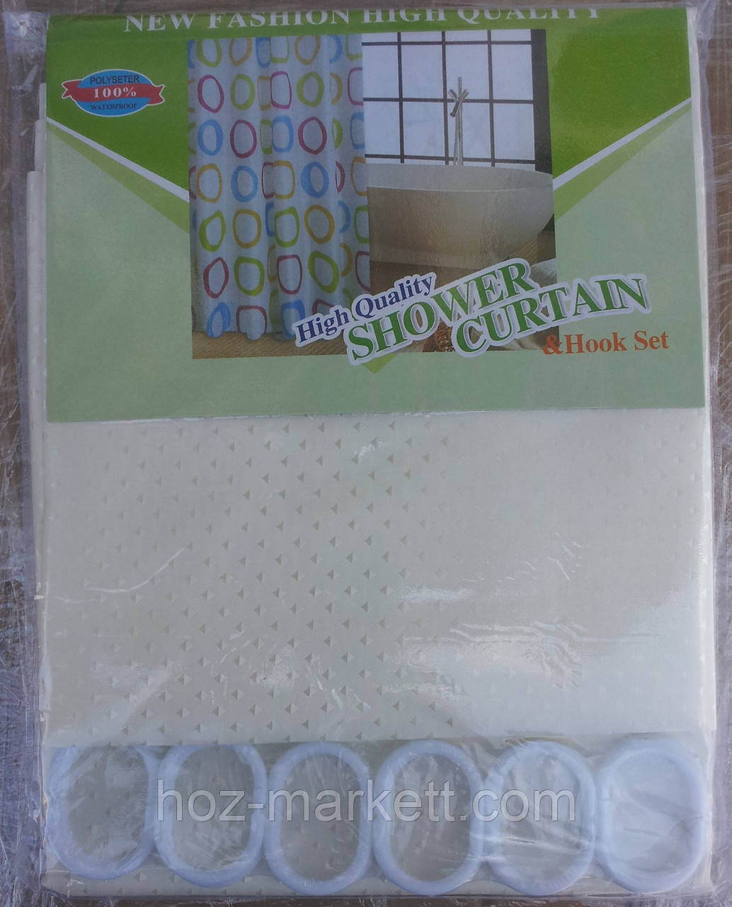 Шторка у ванну однотонна кремова, фото 1