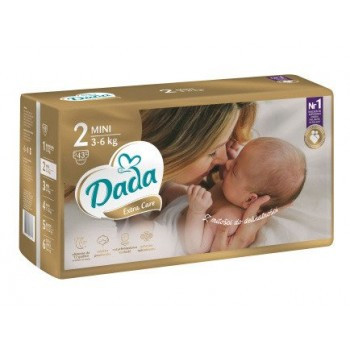 Підгузники дитячі Дада памперси Dada Extra Care GOLD 2 Mini, 43 шт в упаковці, для дітей вагою від 3 до 6 кг