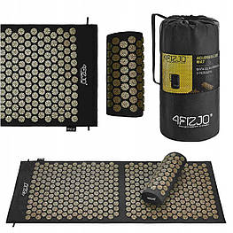 Килимок акупунктурний з валиком 4FIZJO Аплікатор Кузнєцова 128 x 48 см 4FJ0346 Black/Gold