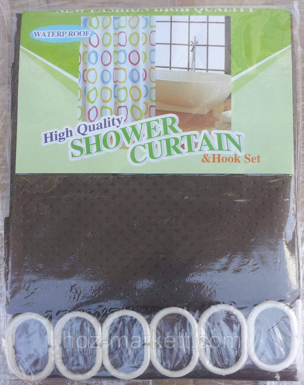 Шторка для ванної однотонна коричнева, фото 1