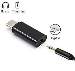 Перехідник адаптер Type-C to Audio Aux 3.5 mm Black