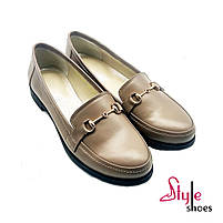 Бежеві жіночі лофери з натуральної шкіри "Style Shoes", фото 2