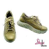 Літні жіночі кросівки шкіряні кольору авокадо “Style Shoes”, фото 8