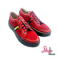 Кеди жіночі із шкіри і замші червоного кольору “Style Shoes”, фото 4