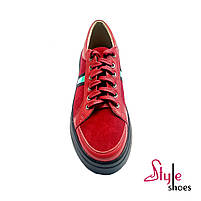 Кеди жіночі із шкіри і замші червоного кольору “Style Shoes”, фото 5