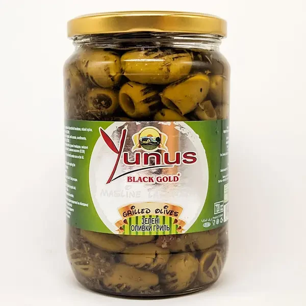 Зелені оливки гриль Yunus Black Gold без кісточки, 700 г.