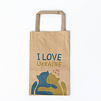 Крафт подарочные пакеты 220*120*290 Патриотичные Пакеты с символикой "С Любовью к Украине"