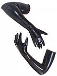 Чорні латексні рукавички. Безшовні латексні довгі рукавички, XL, фото 2