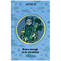 Книга записная Kite Хоробрий кіт K22-199-6, твердая обложка, А6, 80 листов, клетка