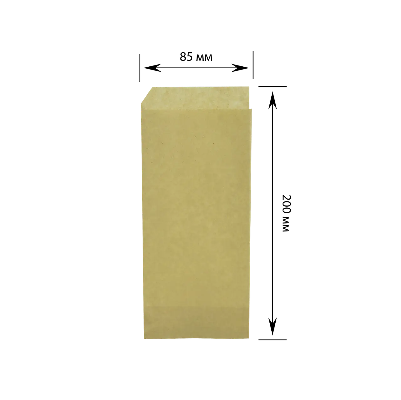 Паперовий пакет куточок крафт 200х85 мм (упаковка 500 шт)