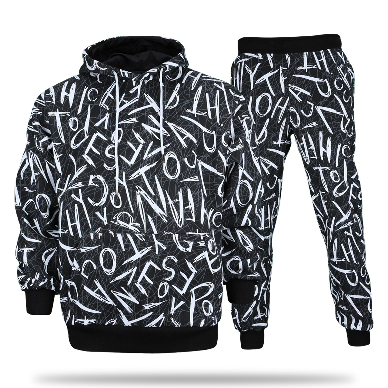 Спортивний костюм зима чорний HOPE принт#1 Т-101 BLK L (Р) 23-651-003