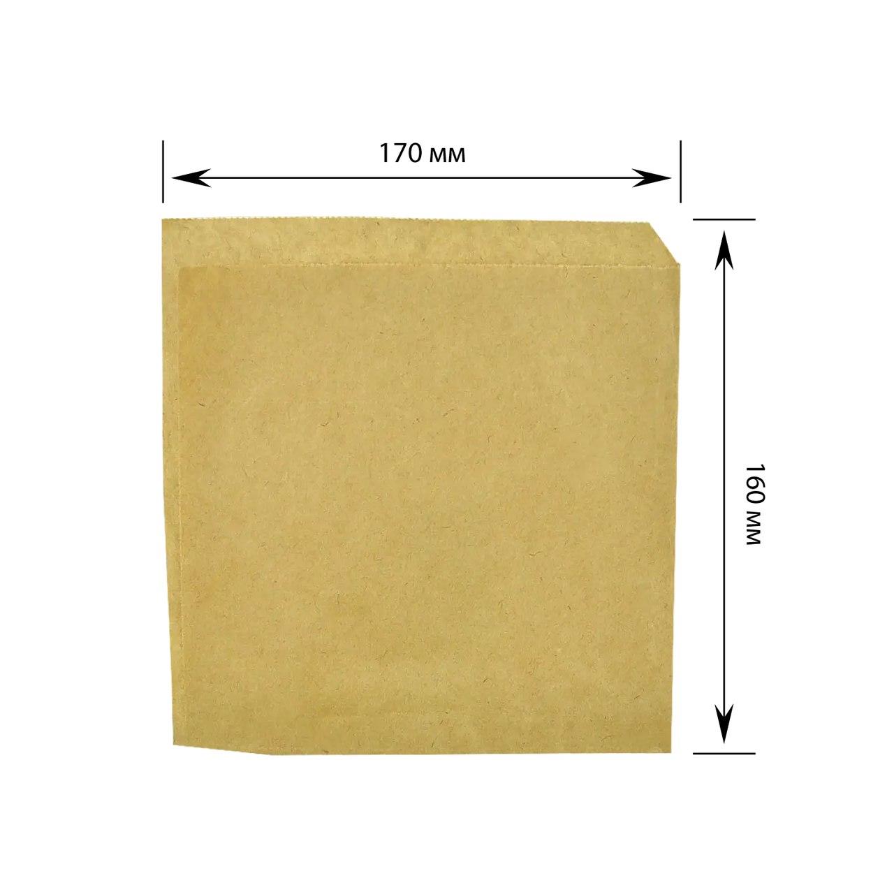 Паперовий пакет куточок крафт бурий 160х170 мм