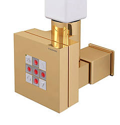 Золотий квадратний ТЕН Terma KTX2 MS: регулятор 30-60C + таймер 2 г. + маскування дроту + LED. Потужність: 120-1000W